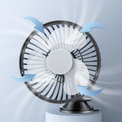 Car USB Windshield Desk Fans 12V/24V Suction Cup Auto Cooler