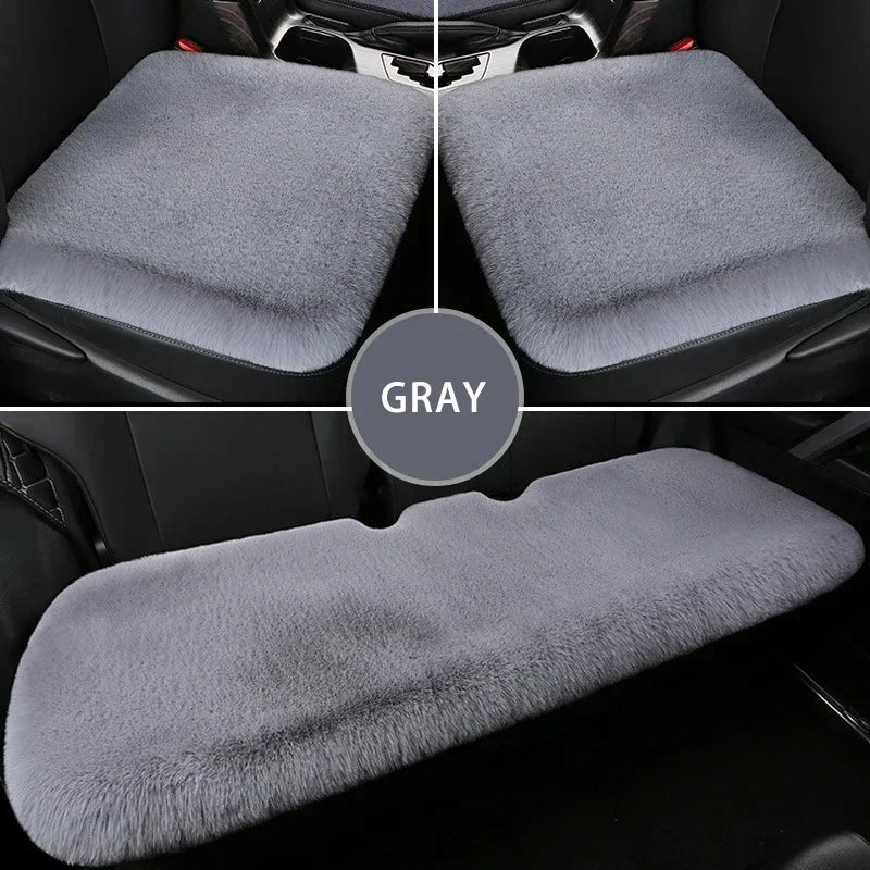 Car Multicolor Plush Fur Seat Cushion Winter Warmth Thick Wool Square Cushion Set