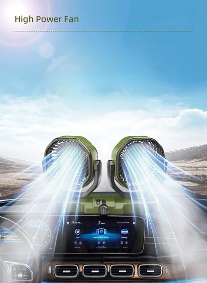 Car Dual-Head 2 Speeds Wind 360° Rotatable Fans USB/12V/24V