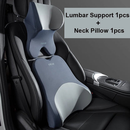 Car Soft Lumbar Headrest Neck Pillow Support Set
