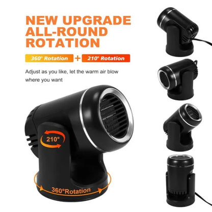 Car 360° Rotate 3 Adjustable Power Heating Fans