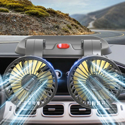 Car Double-head Folding Fan Rotatable Gently Circulates Air Fan