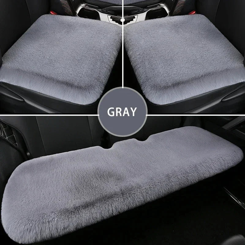 Car Multicolor Plush Fur Seat Cushion Winter Warmth Thick Wool Square Cushion Set