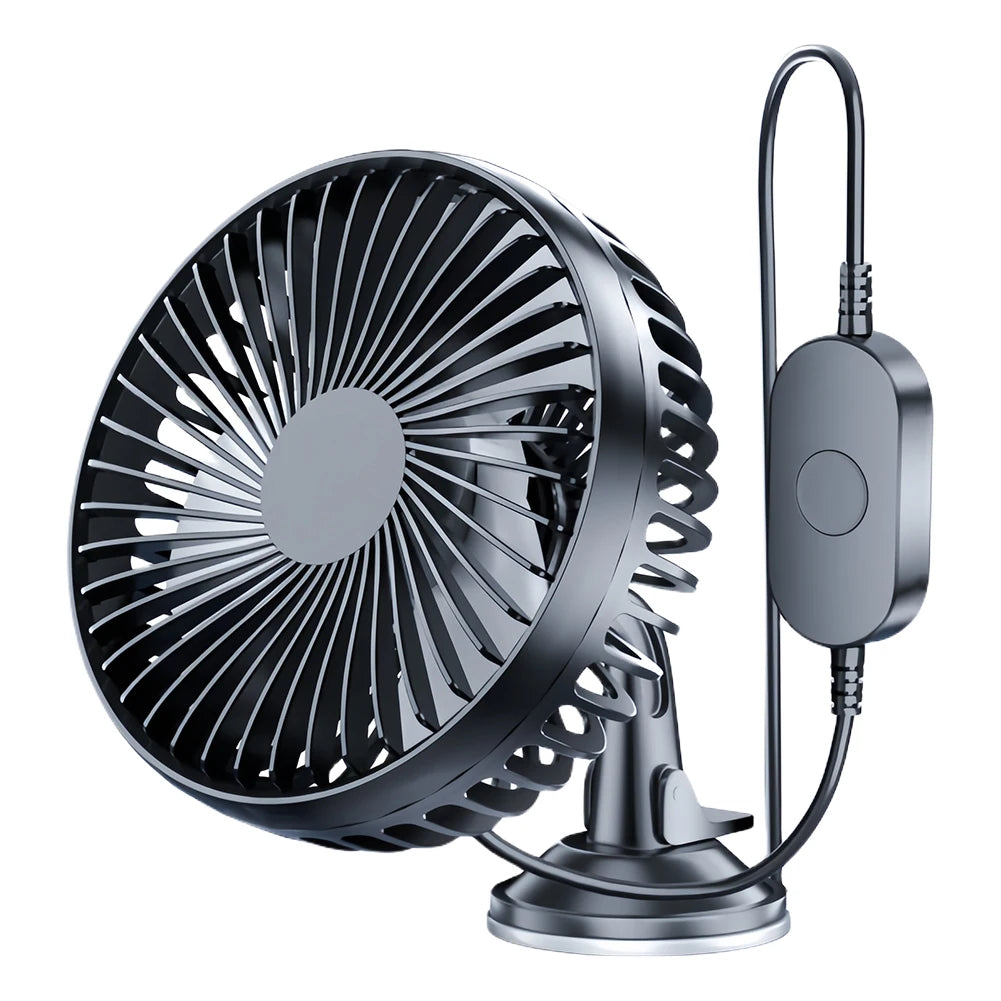 Car USB Windshield Desk Fans 12V/24V Suction Cup Auto Cooler