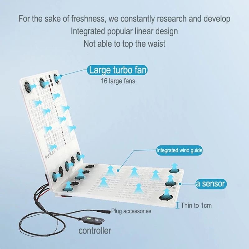 Car Summer Cool 3D Spacer Air Seat Cushion 16 Fans 12V/24V