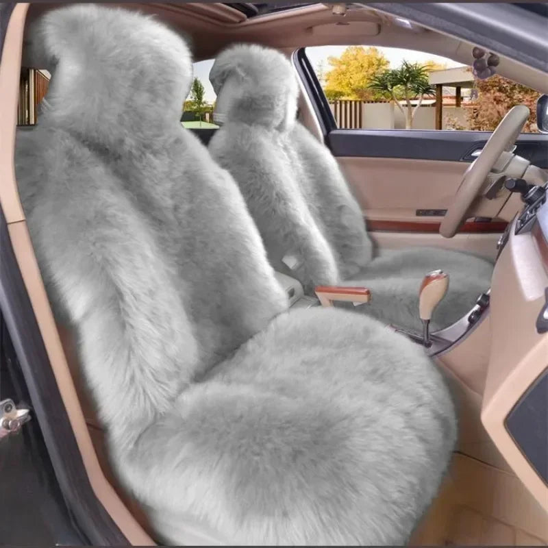 Car Warm Plush Universal Long Wool Fur Front Seat Cushion 1 Pcs