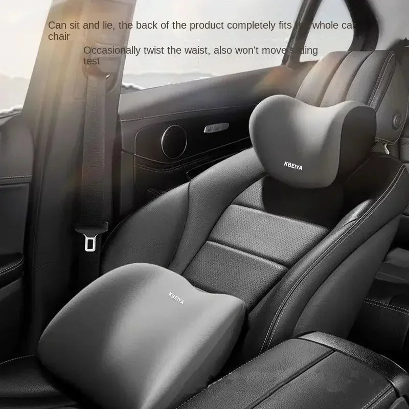 Car Headrest Lumbar Support Seat Cushion Backrest Set