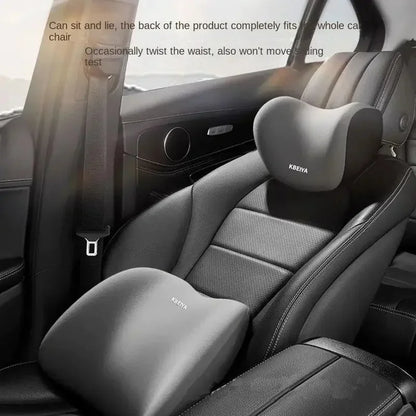 Car Headrest Lumbar Support Seat Cushion Backrest Set