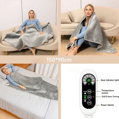 Electric Soft Flannel Heated Blanket Winter Body Warm Mat  Pad Heater