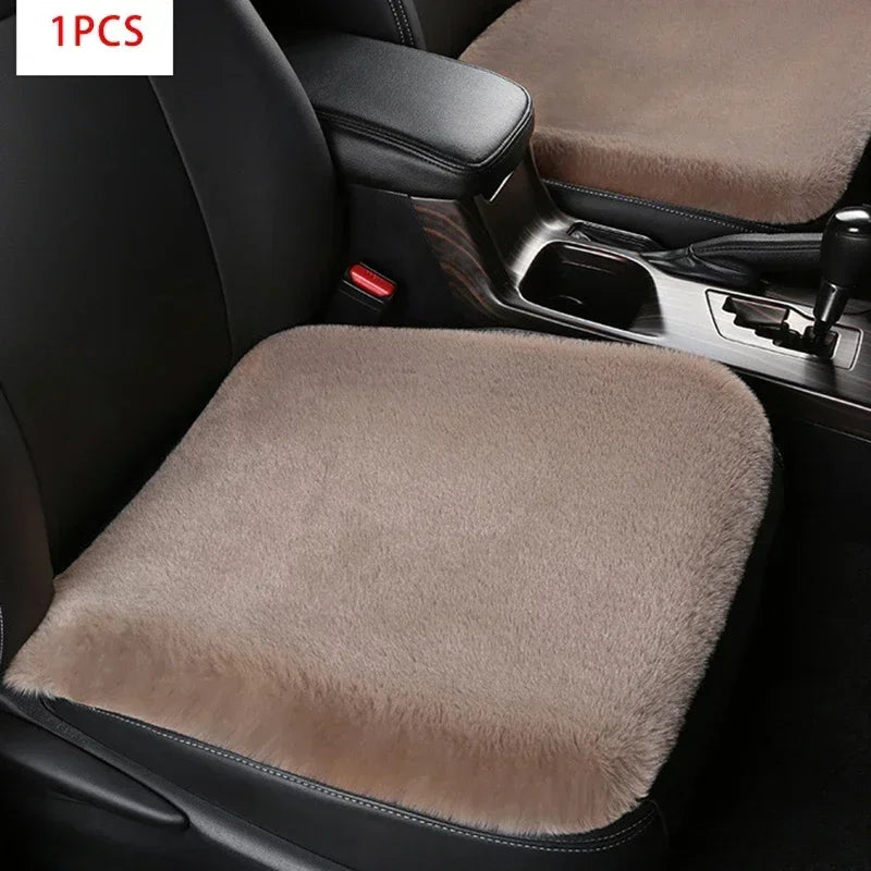 Car Multicolor Plush Fur Seat Cushion Winter Warmth Thick Wool Square Cushion Set