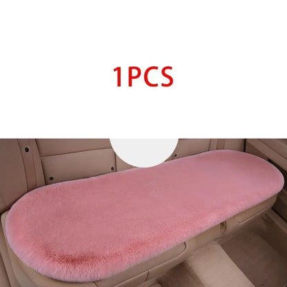 Plush Rabbit Fur Car Seat Cushion Winter Warmth Thick Wool Square Multicolor Cushion