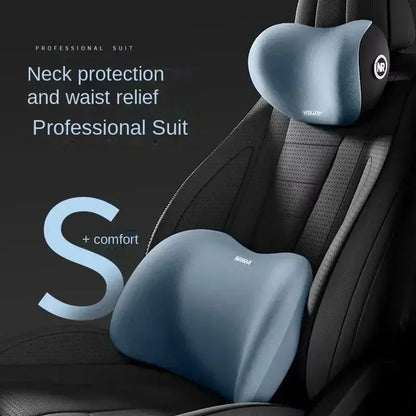 Car Headrest Lumbar Support Seat Cushion Backrest Set