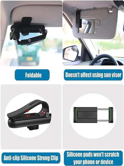 Car Multifunctional 360 Rotating Sun Visor Phone Holder