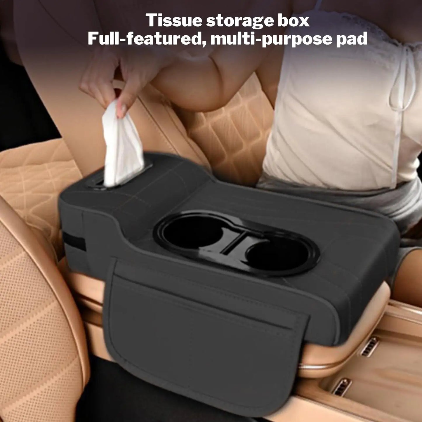Car Armrest Cover Heightening Pad Storage Organizer