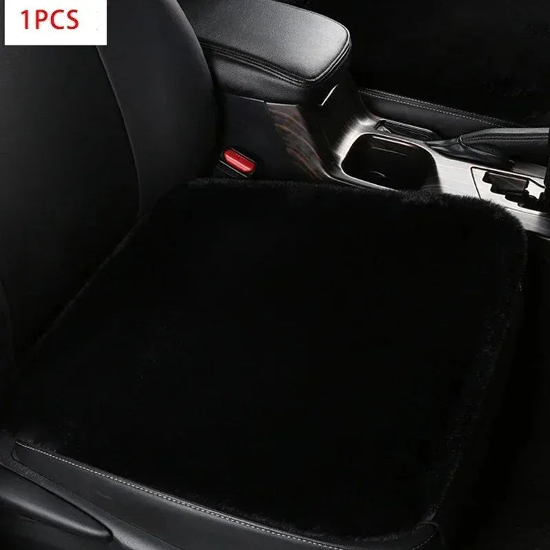 Plush Rabbit Fur Car Seat Cushion Winter Warmth Thick Wool Square Multicolor Cushion
