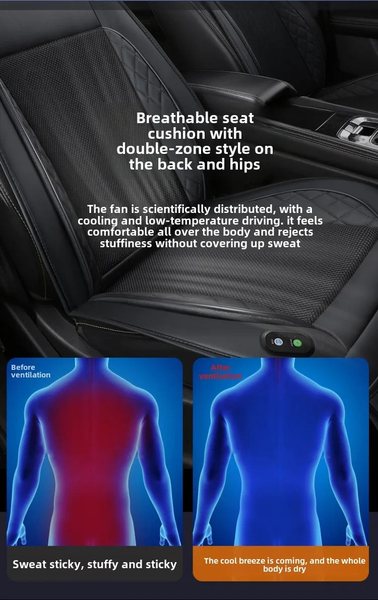 Car 12V/24V Universal Ventilated Seat Cooling 12 Fans Cushion