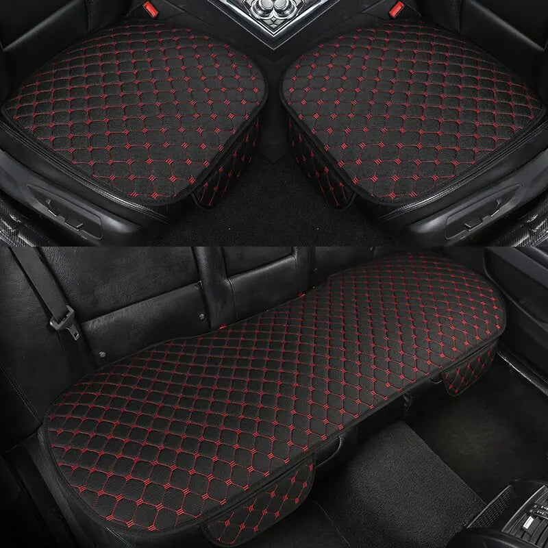 Linen Quilted Embroidered Car Cushion Without Backrest Four Seasons Universal
