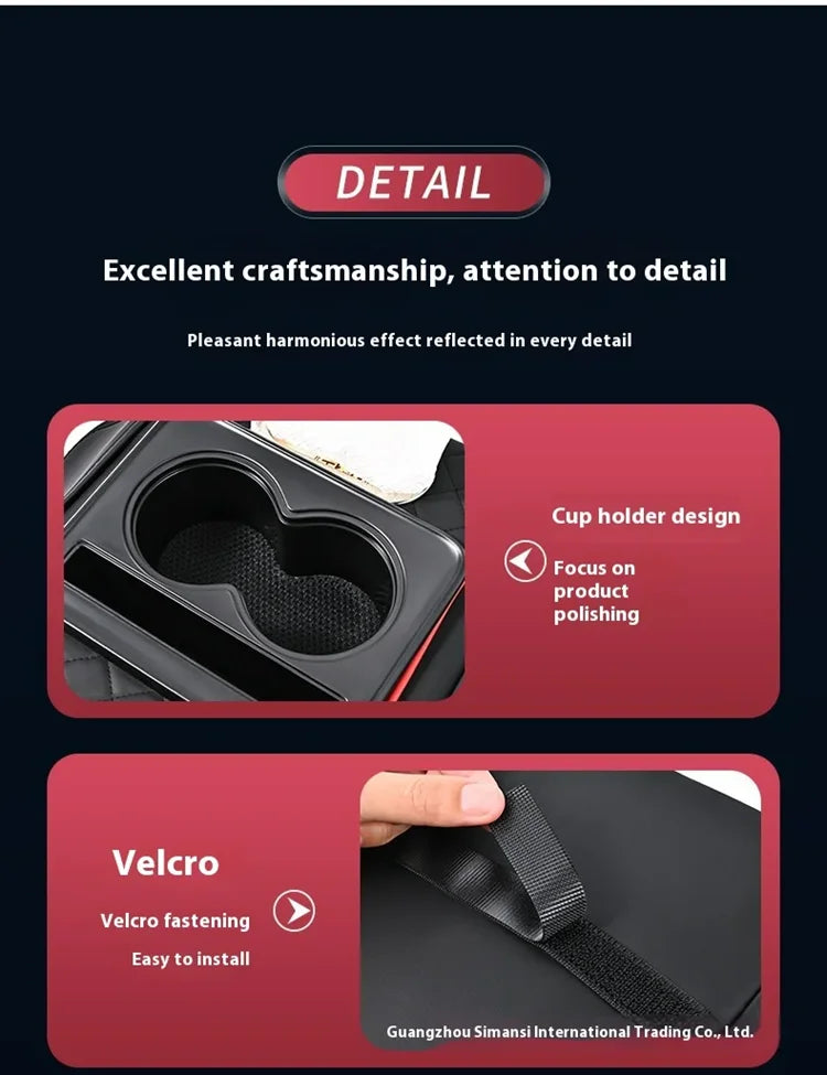 Car PU Leather Armrest Box Heightening Pad Tissue Organizer