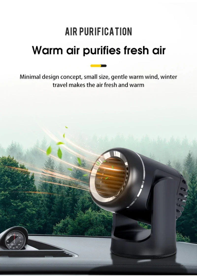 Car 360° Rotate 3 Adjustable Power Heating Fans