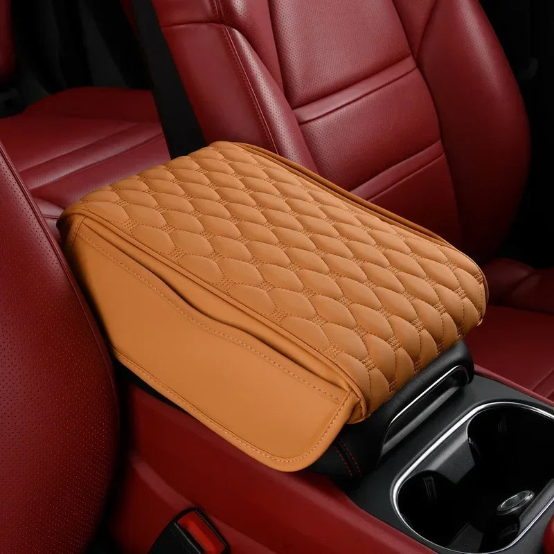 Car Leather  Armrest Mat Center Console Auto Armrests Storage Box Organizer