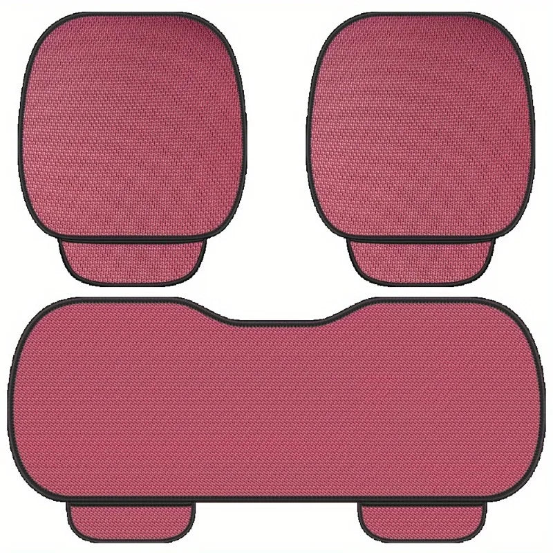 A Set of 3-piece Breathable Ice Silk Anti-slip Car Seat Cushions