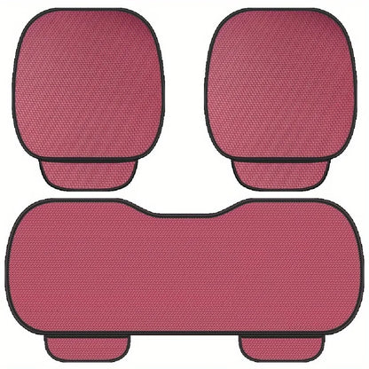 A Set of 3-piece Breathable Ice Silk Anti-slip Car Seat Cushions