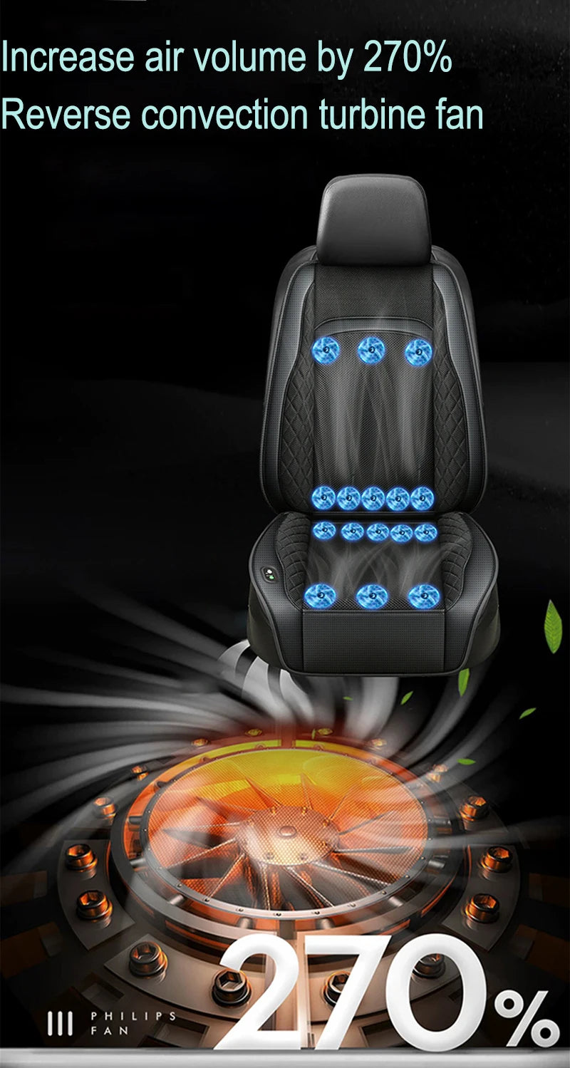 Car Summer Cool 3D Spacer Air Seat Cushion 16 Fans 12V/24V