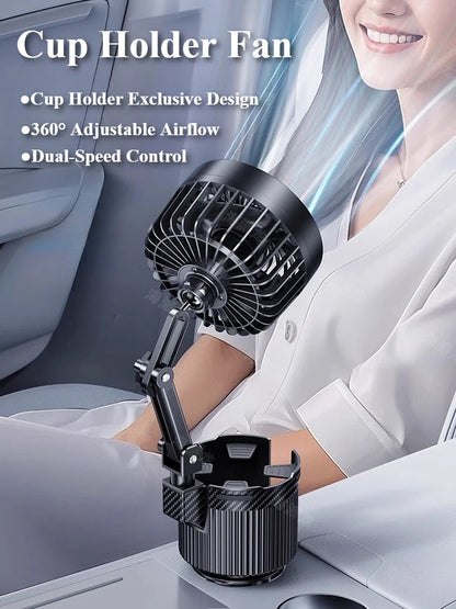 12V/24V Car Cup Holder Dual-Speed Adjustable Summer Cooler Fan