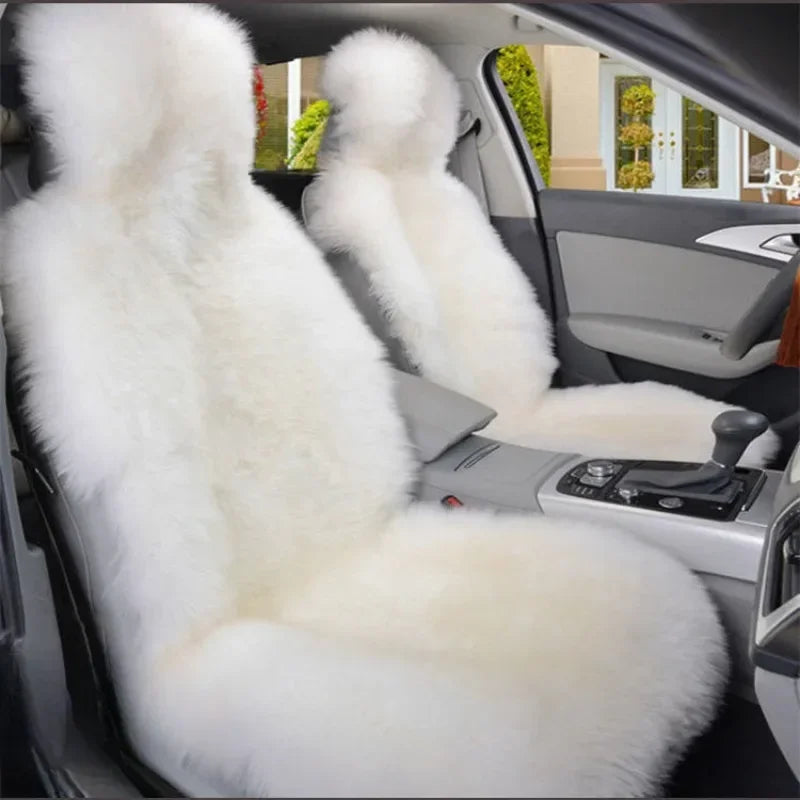 Car Warm Plush Universal Long Wool Fur Front Seat Cushion 1 Pcs