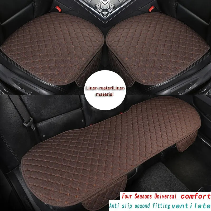 Linen Quilted Embroidered Car Cushion Without Backrest Four Seasons Universal