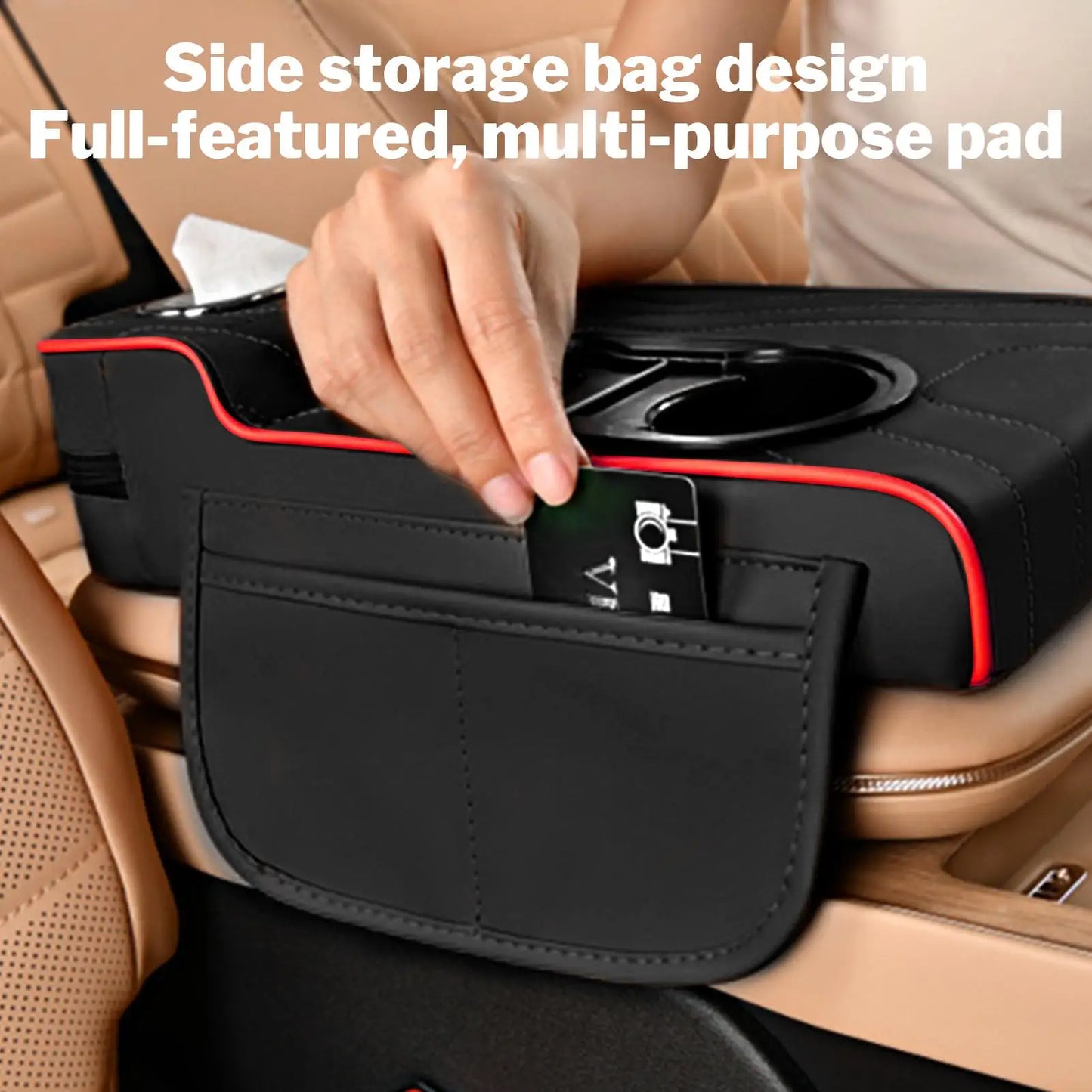 Car Armrest Cover Heightening Pad Storage Organizer