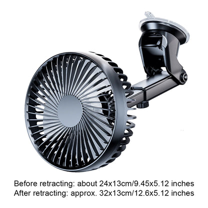 12V/24V Car Cooling Fan USB Suction Cup Windshield Desk Fan