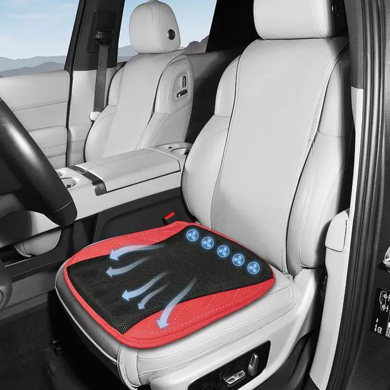 Cooling Car Seat Cushion Driver Seat Cushion with 5 Fans Breathable Three-Speed Adjustable Pad