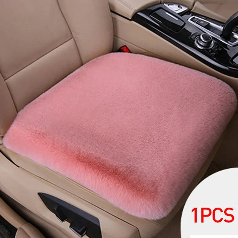 Plush Rabbit Fur Car Seat Cushion Winter Warmth Thick Wool Square Multicolor Cushion