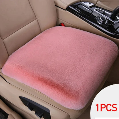 Plush Rabbit Fur Car Seat Cushion Winter Warmth Thick Wool Square Multicolor Cushion