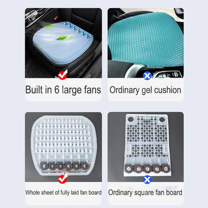 Car USB Ventilated Cooling 6 Fans Gel Seat Cushion Pad