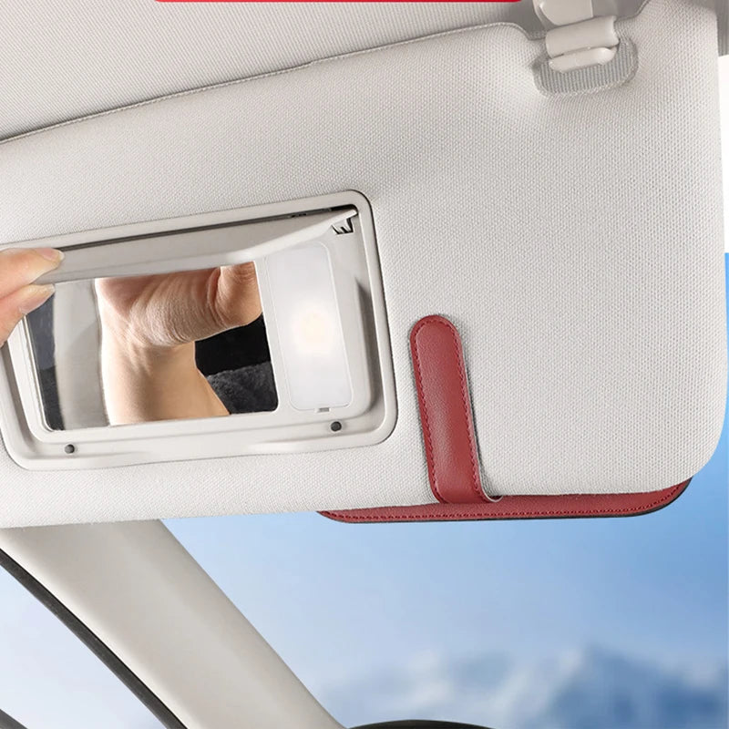 Microfiber Leather Sun Visor Glasses Holder Leather Wear-Resistant Sunglasses