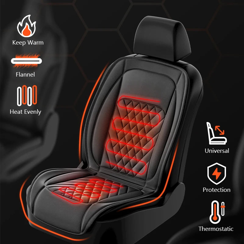 Car Truck 30' Fast Heating Heated Universal Seat Cushion 12/24v
