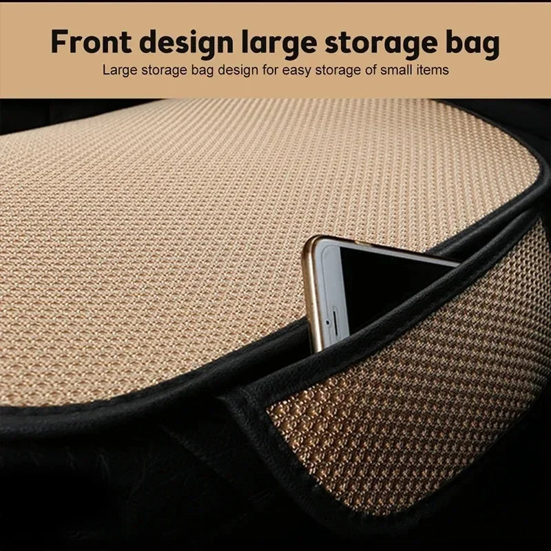 A Set of 3-piece Breathable Ice Silk Anti-slip Car Seat Cushions