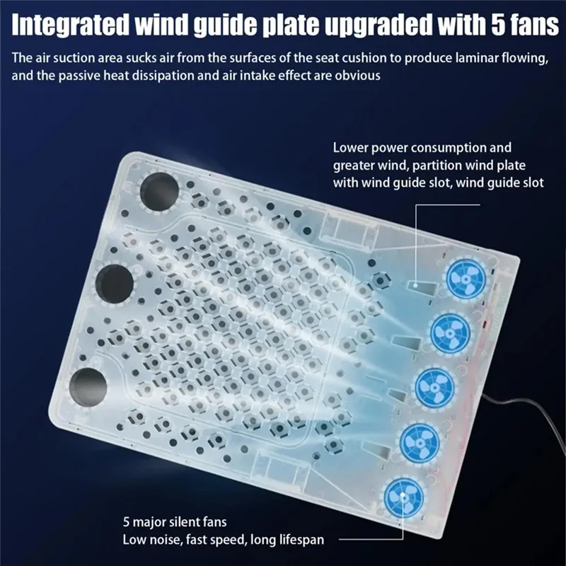 Lightweightseat Cushion With Fan USB Fan Sitting Pad 3 Speeds Adjustable Cushion For Travel Home