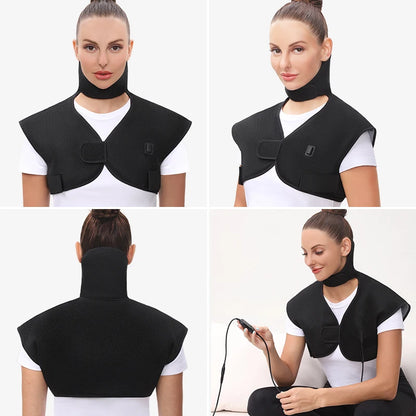 Electric Heated Vest Massage Shawl  3-Level Heat Timer Shoulder Back Muscle Relax