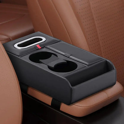Car Armrest Pad Multifunctional Storage Box Tissue Water Cup Holder Organizer