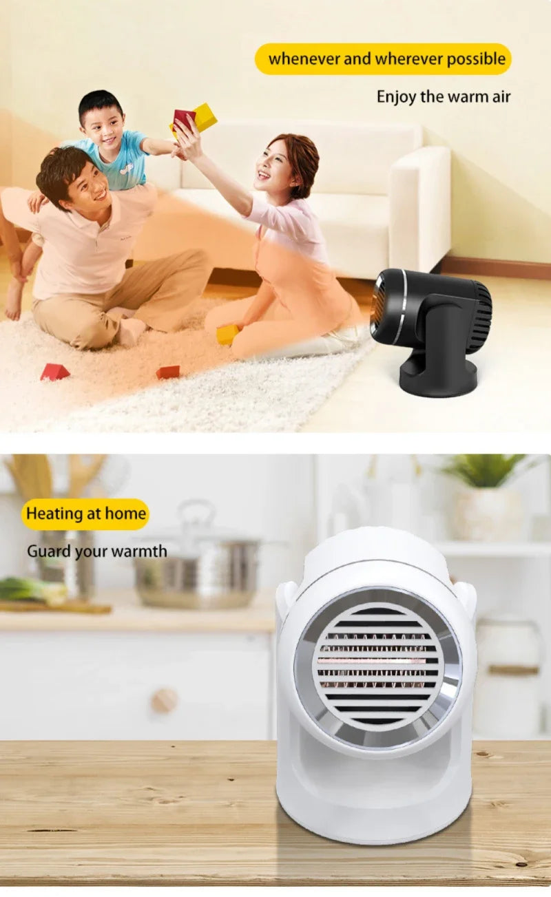 Car 360° Rotate 3 Adjustable Power Heating Fans