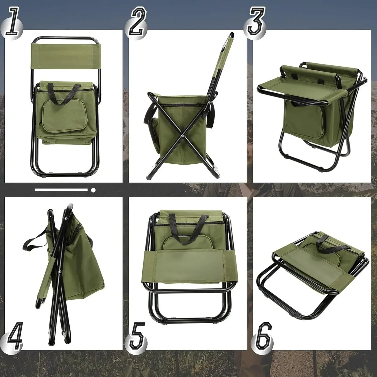 Camping Fishing Beach Stool Detachable Portable Backrest Lightweight Folding Chair