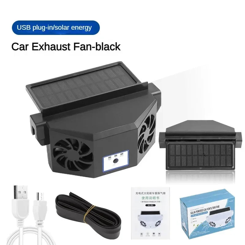 Car Exhaust Fan USB Rechargeable/Solar Air Cooling Ventilation Fan