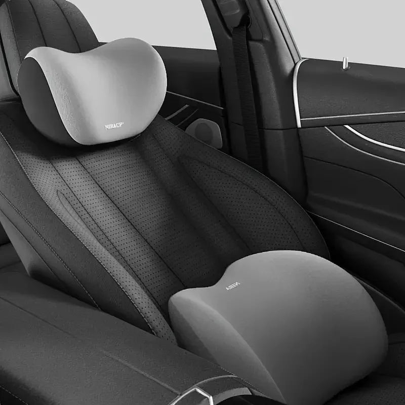 Car Headrest Lumbar Support Seat Cushion Backrest Set