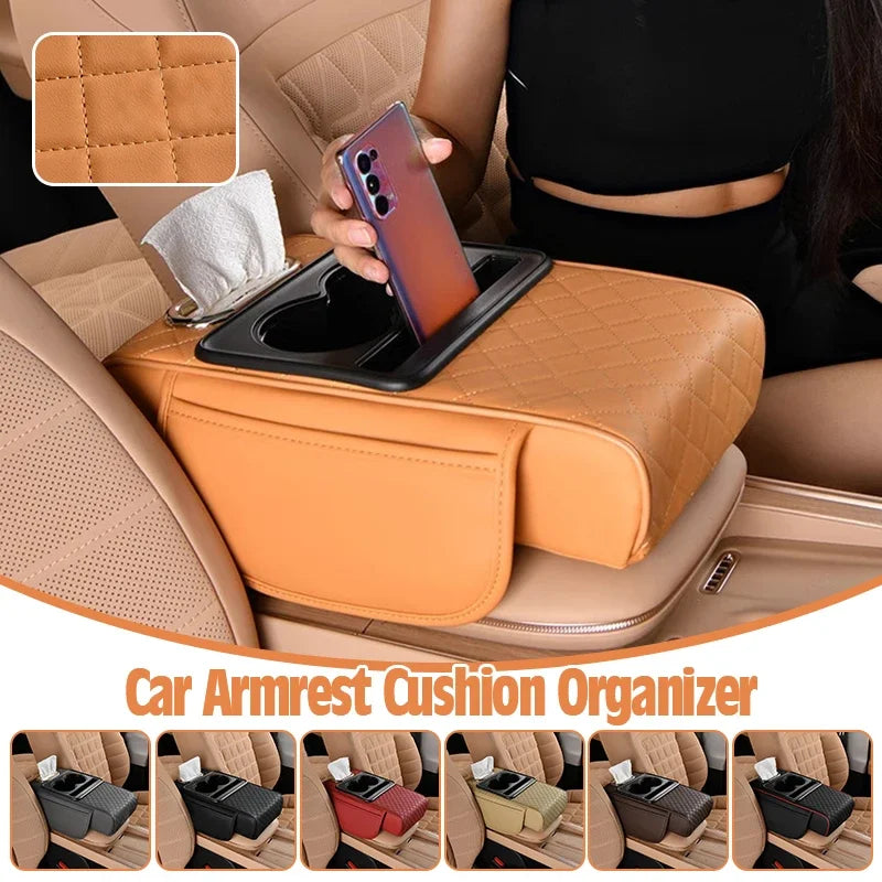Car Armrest Cushion Organizer Mat Center Console Memory Foam Box Pads