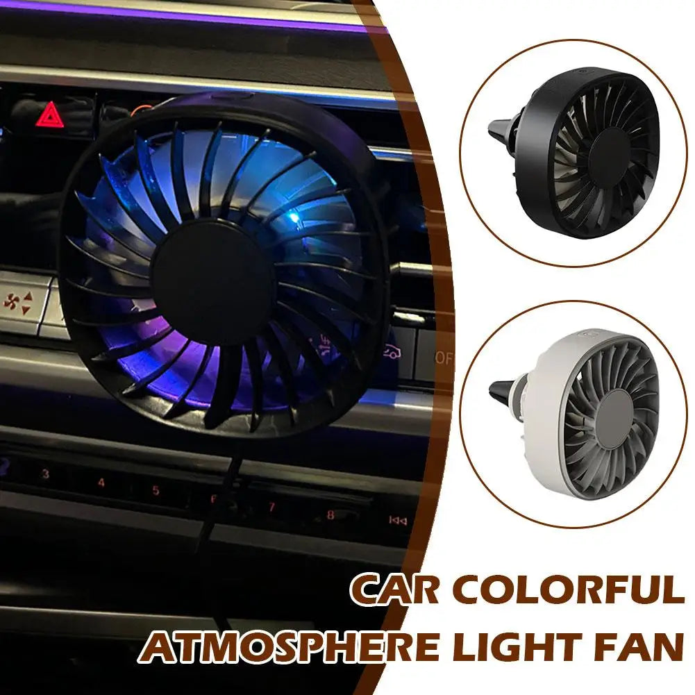 Car Powerful USB Colorful LED Light Low Noise Vent Clip Fan