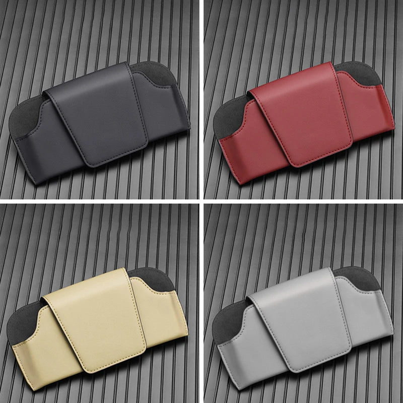 Microfiber Leather Sun Visor Glasses Holder Leather Wear-Resistant Sunglasses