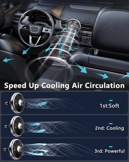 Car Universal Air Vent Clip Lighting USB Plug-In Cooling Fans